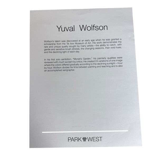 Yuval Wolfson BREAKFAST TABLE Seriolithograph Park West Gallery COA 2015 - Picture 6 of 6